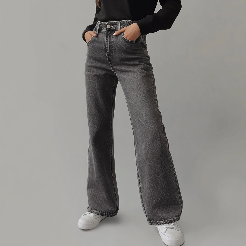 Grijze Damesbroek Wide Leg - Van Dongen Mode
