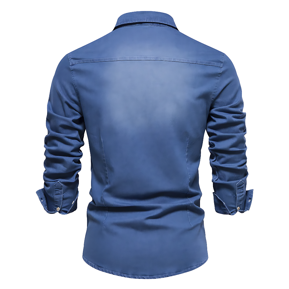 Denim Overhemd met Borstzakken - Van Dongen Mode