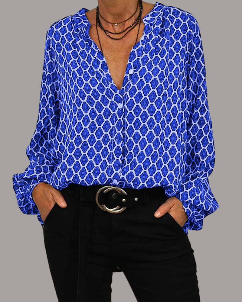 Relaxed V-Hals Midi-Shirt - Van Dongen Mode