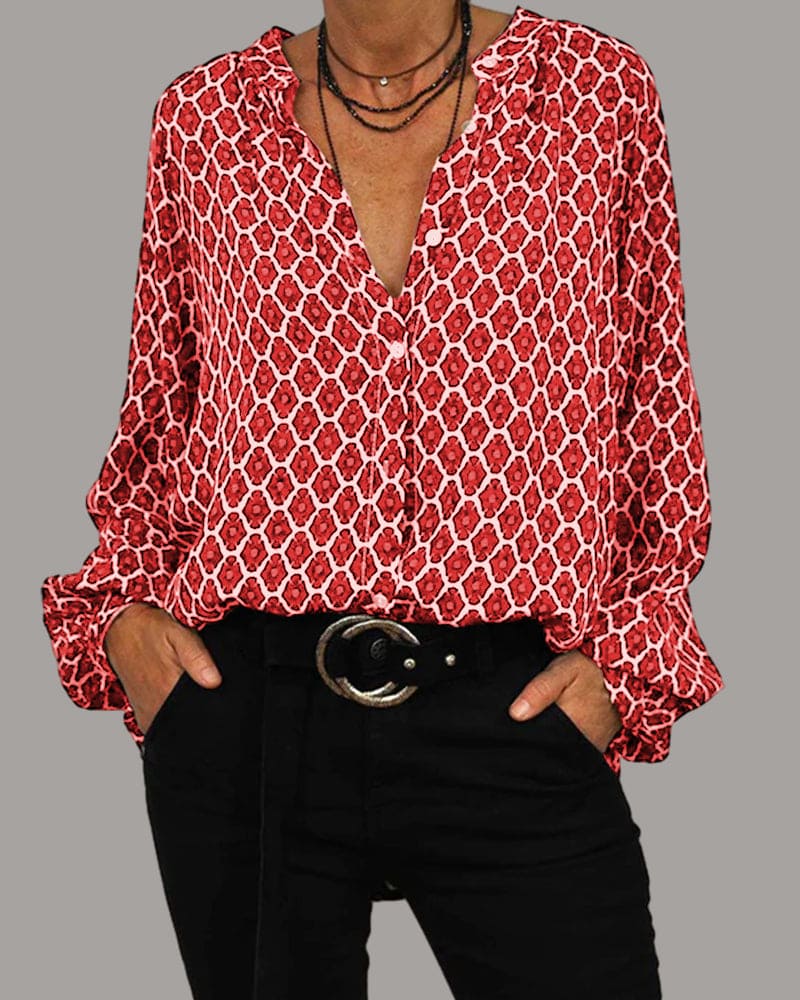 Relaxed V-Hals Midi-Shirt - Van Dongen Mode