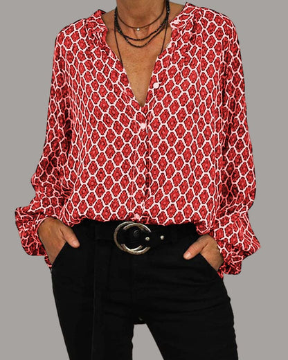 Relaxed V-Hals Midi-Shirt - Van Dongen Mode