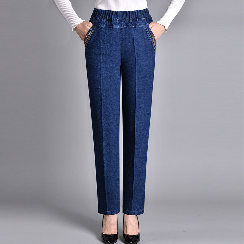 Damesjeans met Zijzakken en Elastische Taille - Van Dongen Mode