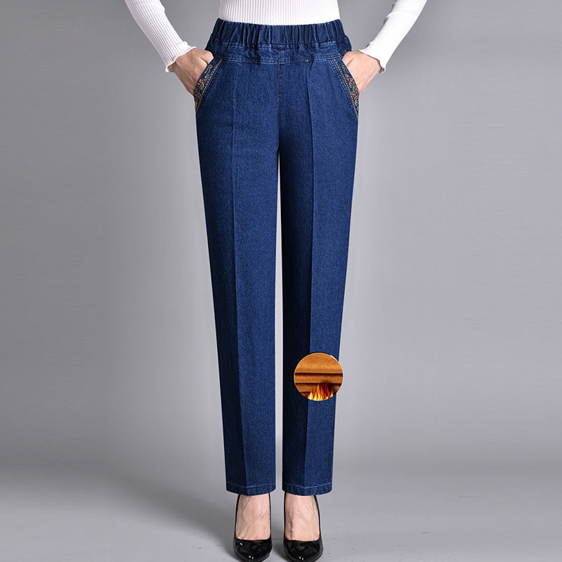 Damesjeans met Zijzakken en Elastische Taille - Van Dongen Mode
