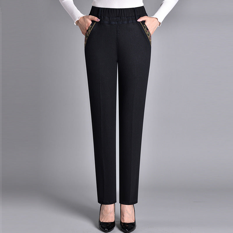 Damesjeans met Zijzakken en Elastische Taille - Van Dongen Mode