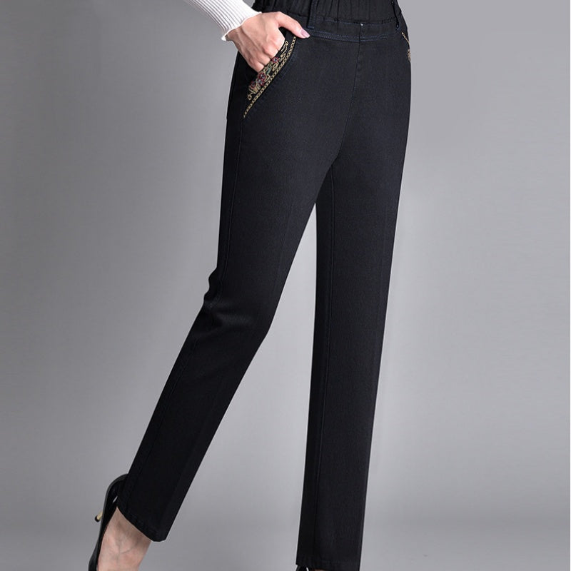 Damesjeans met Zijzakken en Elastische Taille - Van Dongen Mode