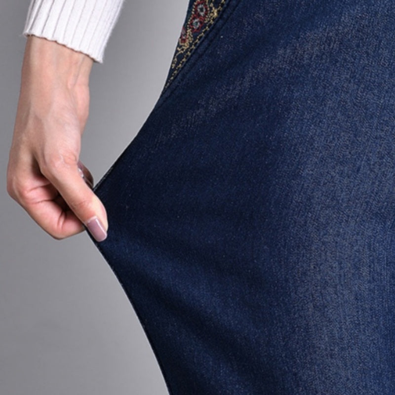 Damesjeans met Zijzakken en Elastische Taille - Van Dongen Mode