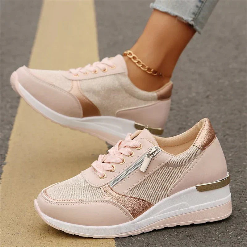 Van Elst Mode® | Comfortabele sneakers met veters en een zijrits voor dames