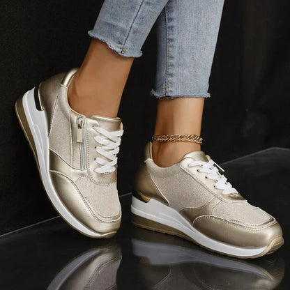 Van Elst Mode® | Comfortabele sneakers met veters en een zijrits voor dames