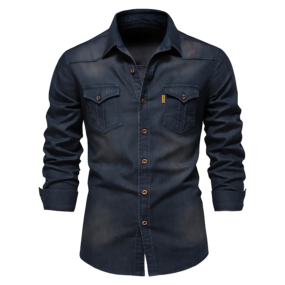 Denim Overhemd met Borstzakken - Van Dongen Mode