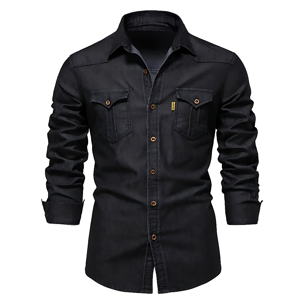 Denim Overhemd met Borstzakken - Van Dongen Mode