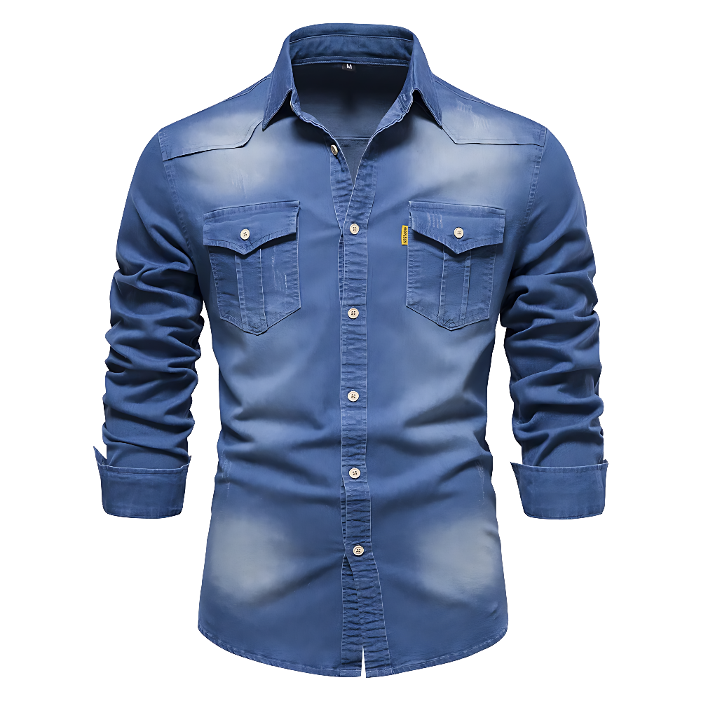 Denim Overhemd met Borstzakken - Van Dongen Mode