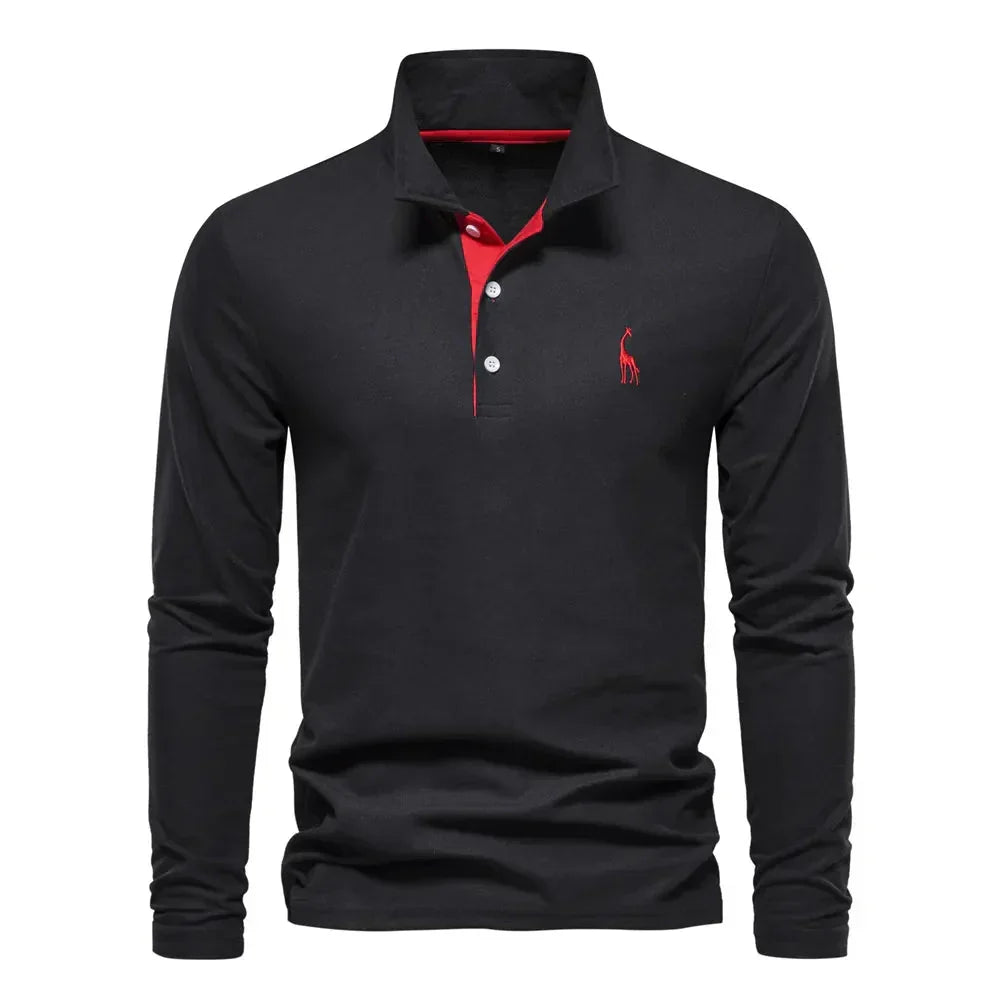Katoenen Herenpolo met Lange Mouwen - Van Dongen Mode