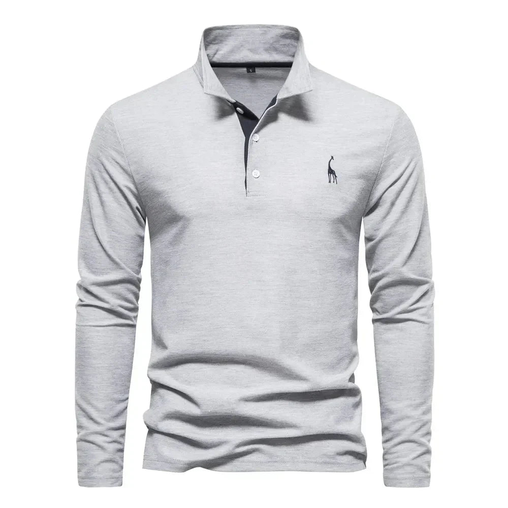 Katoenen Herenpolo met Lange Mouwen - Van Dongen Mode