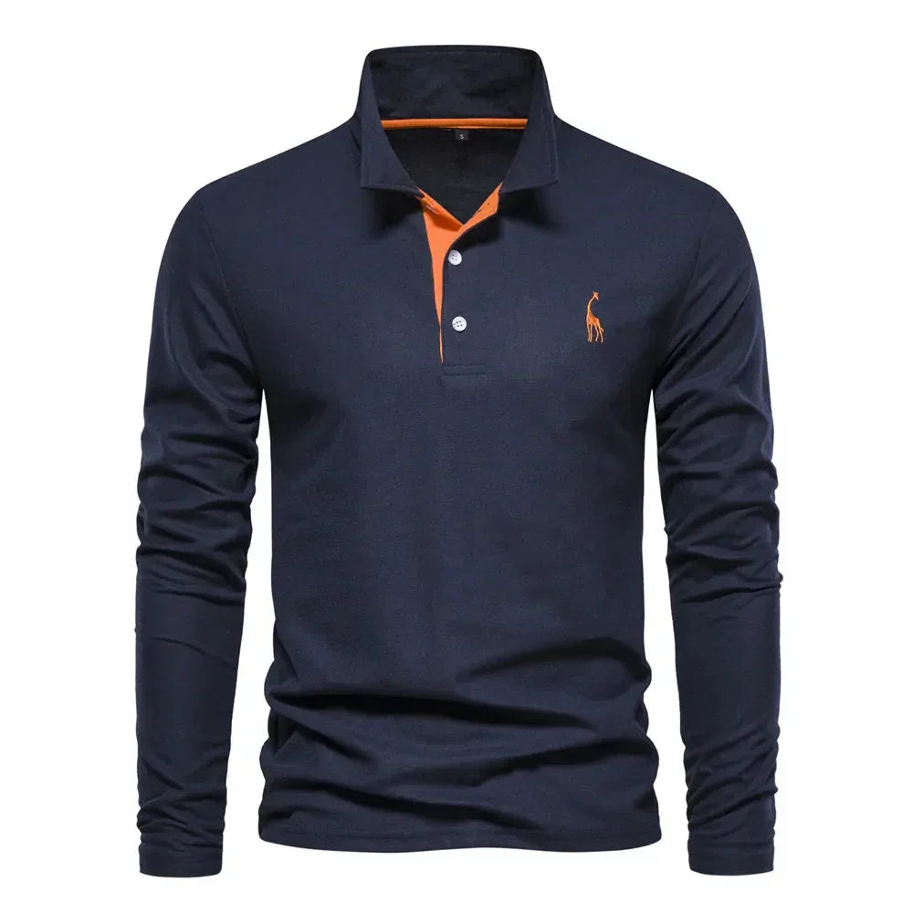 Katoenen Herenpolo met Lange Mouwen - Van Dongen Mode